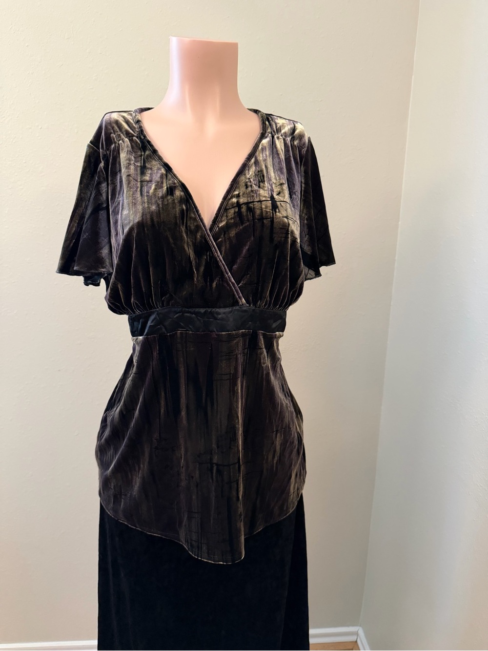 Velvet Surplice Blouse in Dark Brown